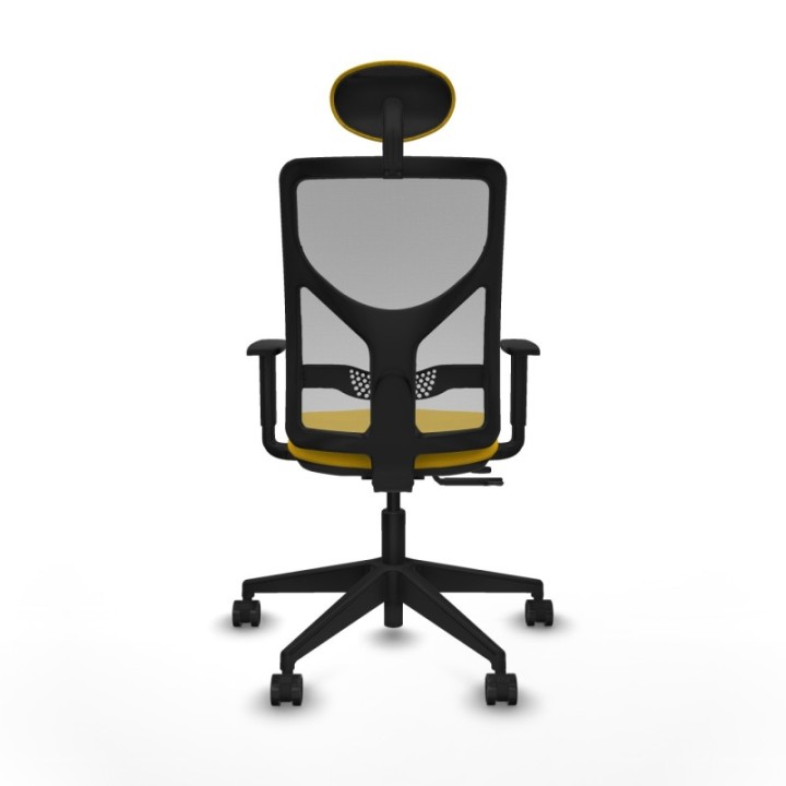 Motilla traslack malla gris bali amarillo brazos 1D base piramidal cabecero fijo ruedas 65mm nailon