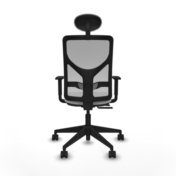 Motilla traslack malla gris bali blanco brazos 1D base piramidal cabecero fijo ruedas 65mm nailon