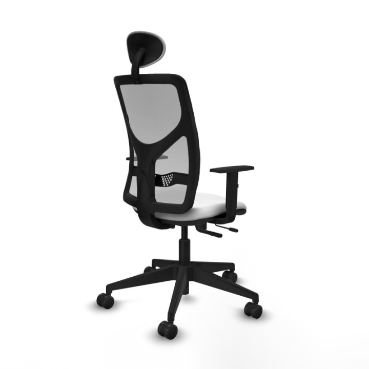 Motilla traslack malla gris bali blanco brazos 1D base piramidal cabecero fijo ruedas 65mm nailon