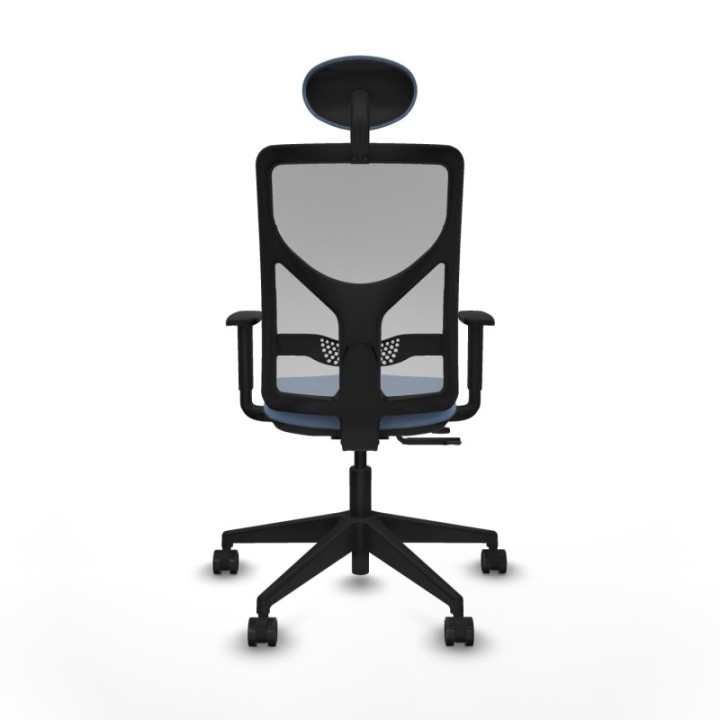 Motilla traslack malla gris bali azul cielo brazos 1D base piramidal cabecero fijo ruedas 65mm nailon