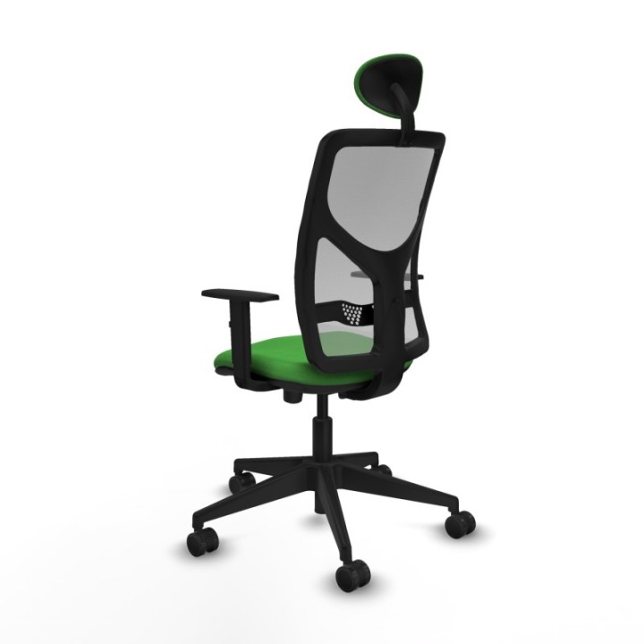 Motilla traslack malla gris bali verde brazos 1D base piramidal cabecero fijo ruedas 65mm nailon