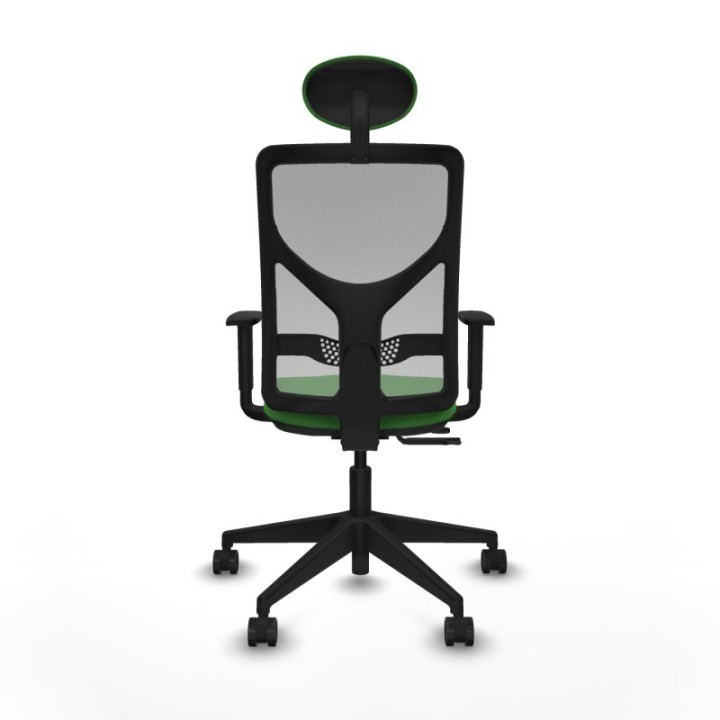 Motilla traslack malla gris bali verde brazos 1D base piramidal cabecero fijo ruedas 65mm nailon