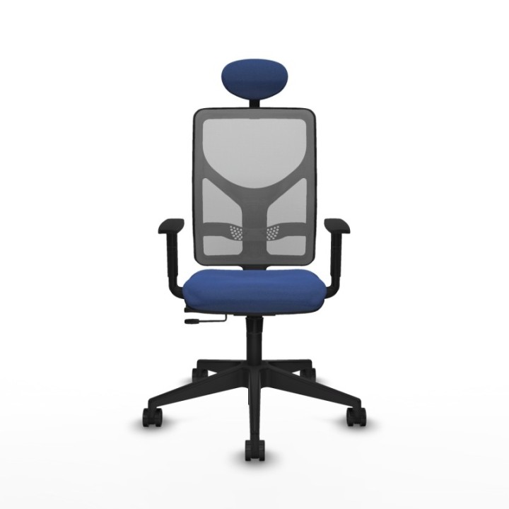 Motilla traslack malla gris bali azul marino brazos 1D base piramidal cabecero fijo ruedas 65mm nailon