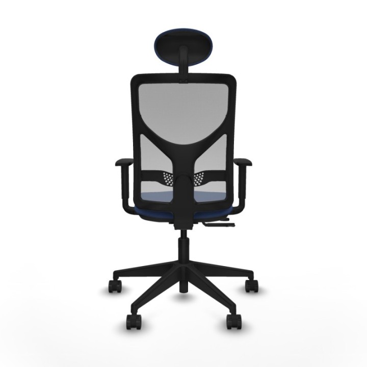 Motilla traslack malla gris bali azul marino brazos 1D base piramidal cabecero fijo ruedas 65mm nailon