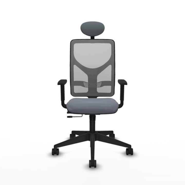 Motilla traslack malla gris bali gris brazos 1D base piramidal cabecero fijo ruedas 65mm nailon