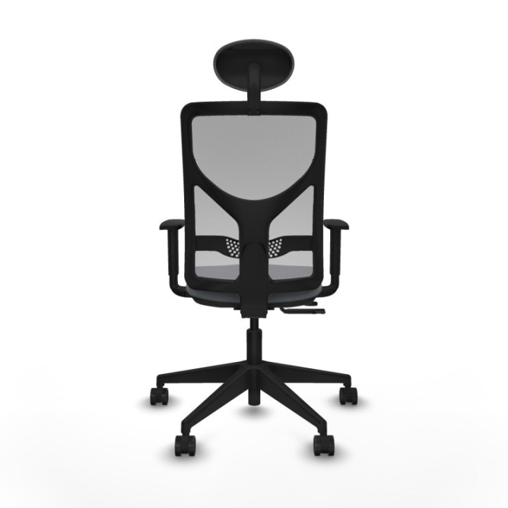 Motilla traslack malla gris bali gris brazos 1D base piramidal cabecero fijo ruedas 65mm nailon