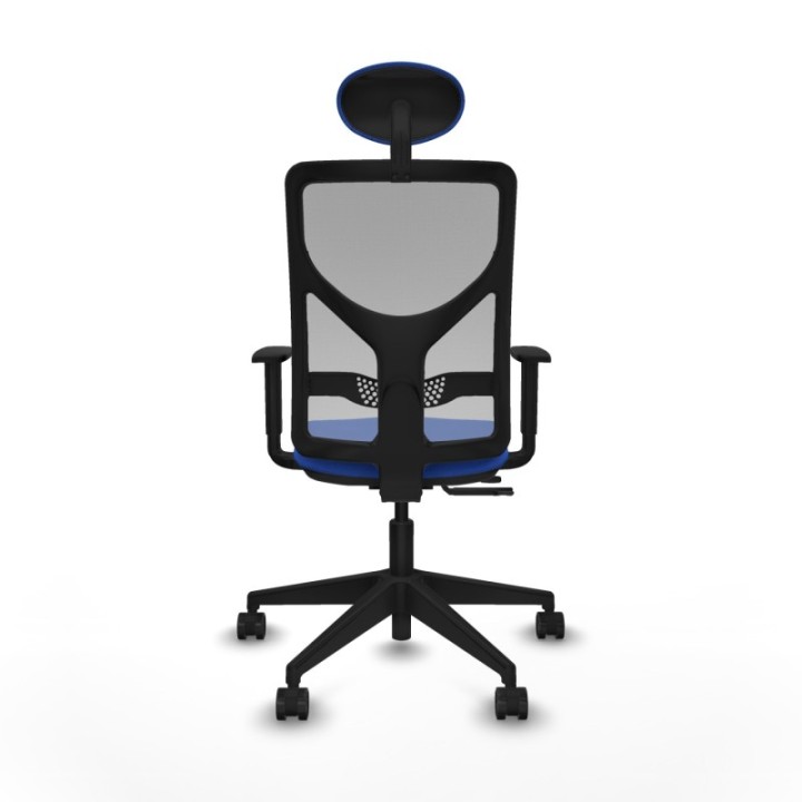 Motilla traslack malla gris bali azul brazos 1D base piramidal cabecero fijo ruedas 65mm nailon