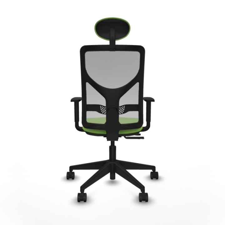 Motilla traslack malla gris bali pistacho brazos 1D base piramidal cabecero fijo ruedas 65mm nailon