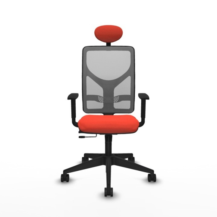 Motilla traslack malla gris bali naranja oscuro brazos 1D base piramidal cabecero fijo ruedas 65mm nailon